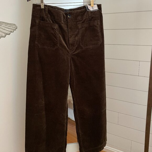 NWT 32 Moss - Colette Cropped Wide Leg Pants Maeve Corduroy - Anthropologie - Picture 1 of 8